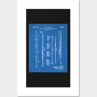 Skiing Skis Patent - Skier Ski Lodge Chalet Art - Blueprint Posters and Art